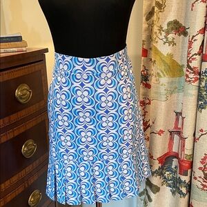 Lulu B Blue Floral Geometric Athletic Skirt with Built In Shorts